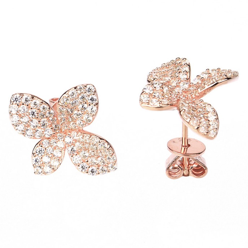 Sterling Silver Flower Stud Earrings - 3 Colors